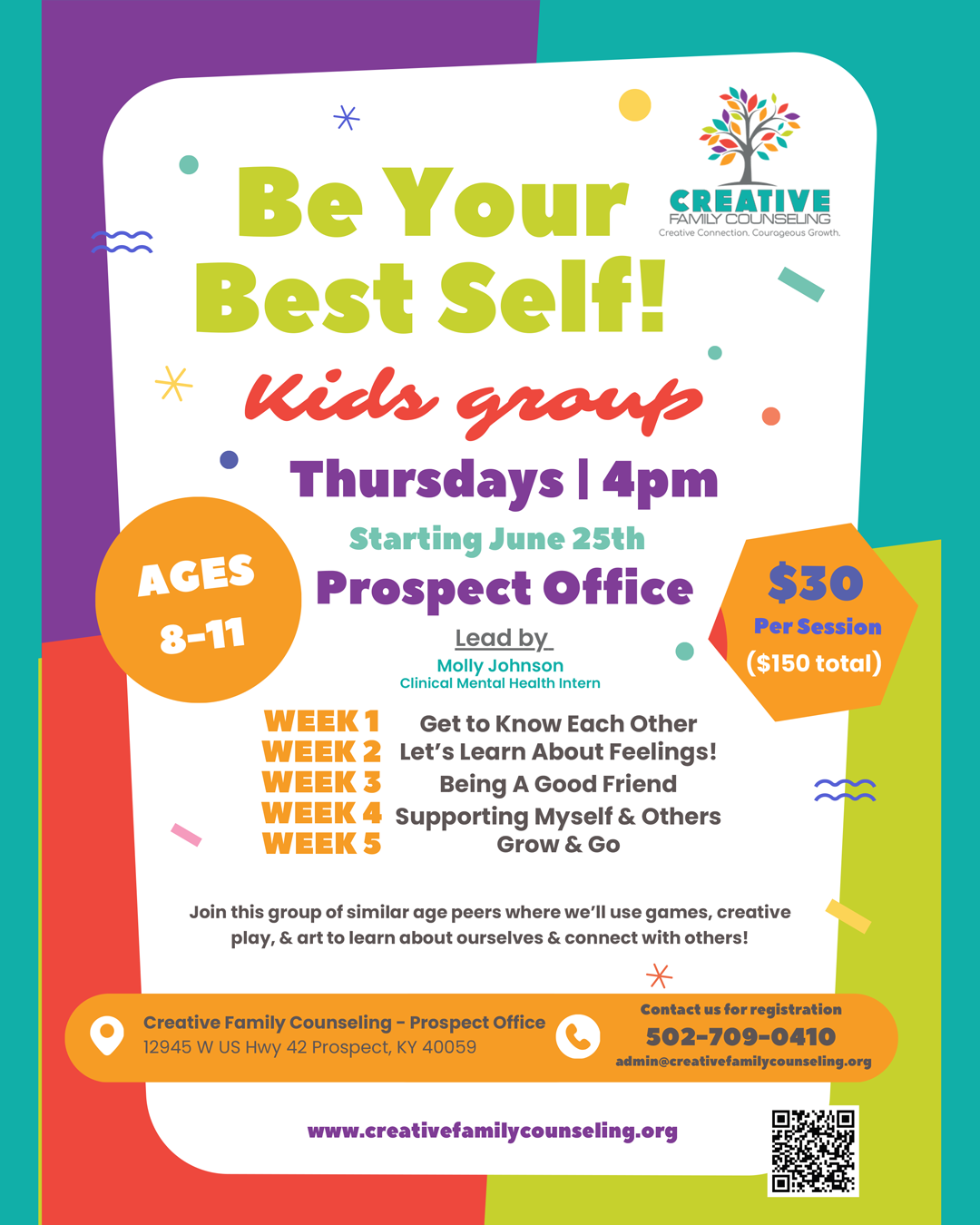 Creative Family Counseling Group Class Flyer